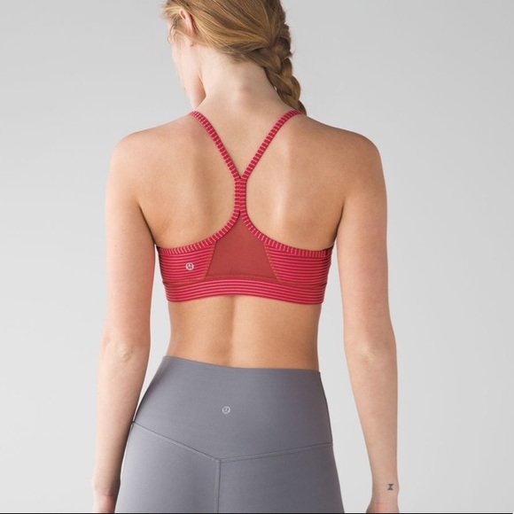 lululemon athletica Other - Lululemon Flow Y Bra IV fireside red hyper stripe size 10